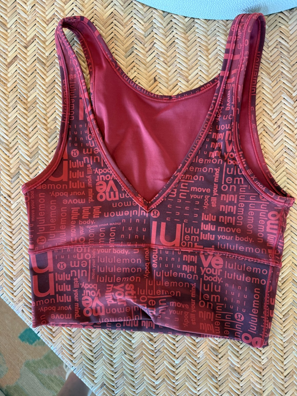 Lululemon Burgundy Logo Print Crop Tank